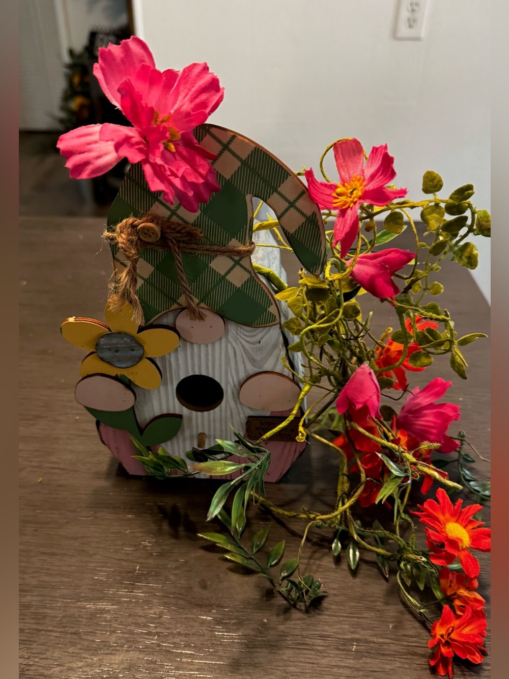 Gnome birdhouse with flowers